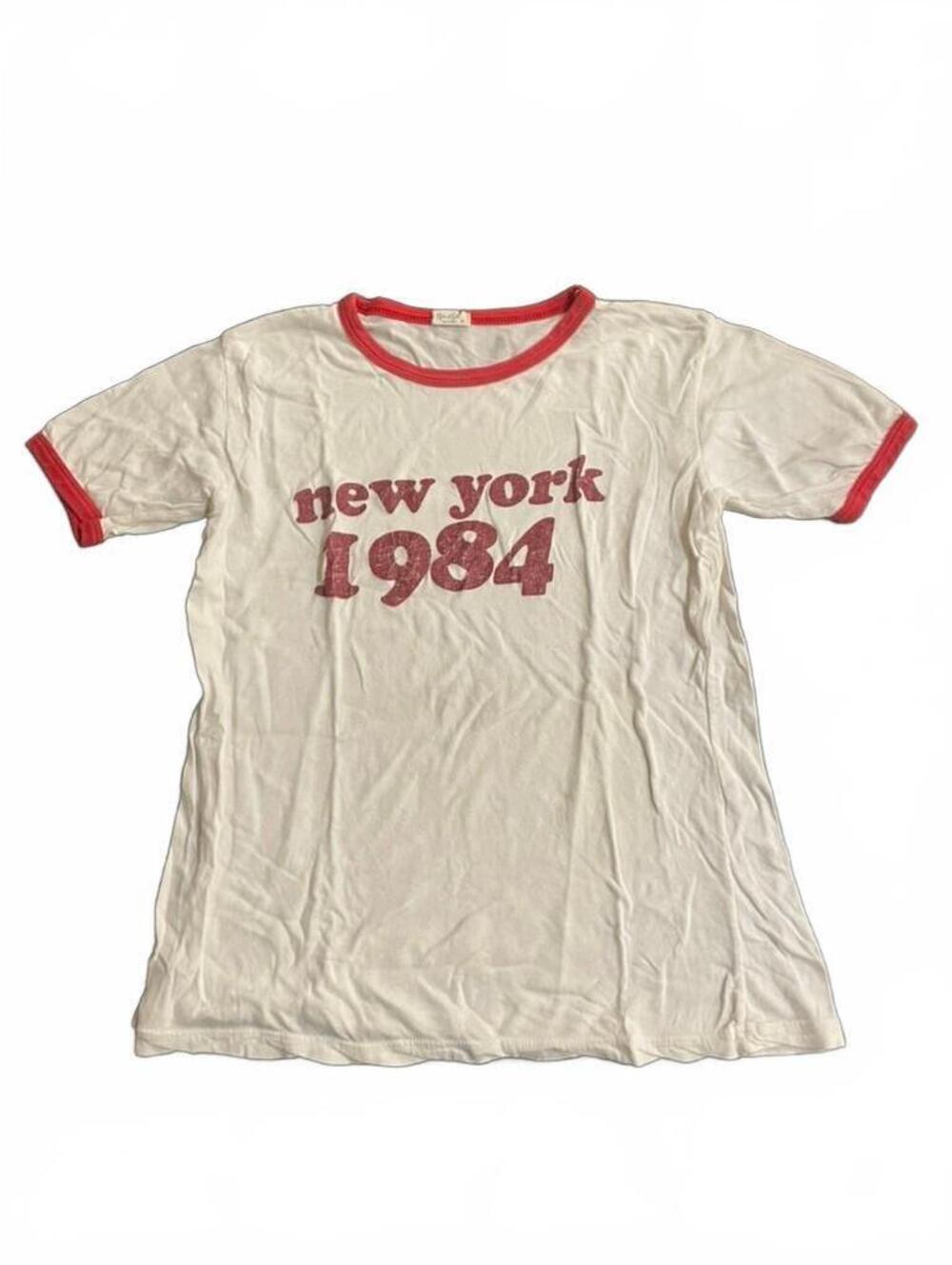 Brandy Melville John Galt New York 1984 Vintage Style Ringer T-Shirt Size S